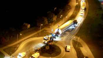 Transport wiatraków przez Działdowo