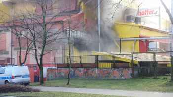 Huta szkła w płomieniach