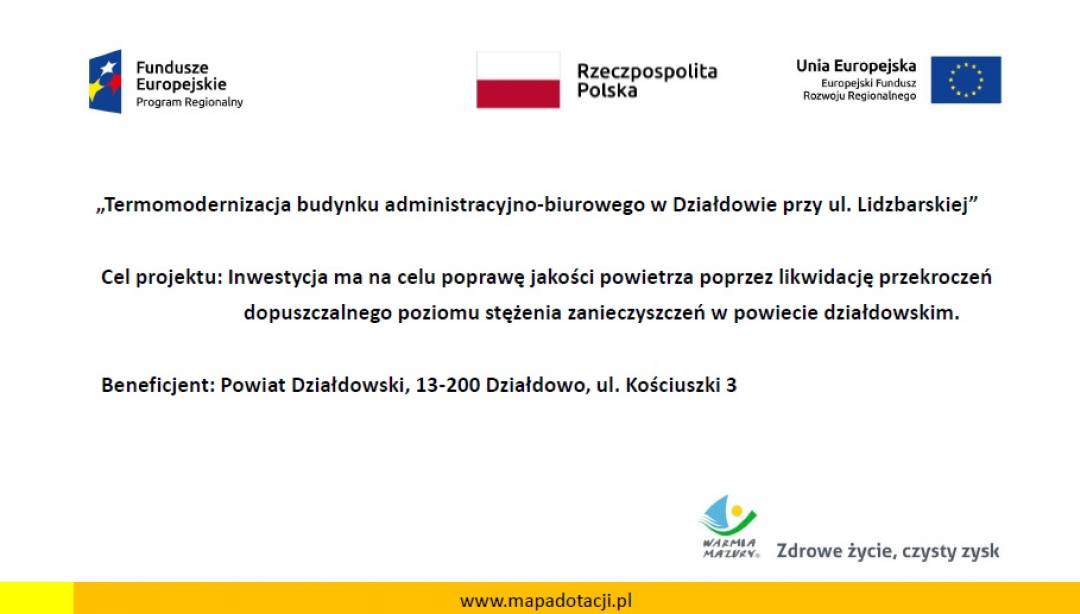 Powiat Działdowski pozyskał refundację za termomodernizację budynku administracyjno-biurowego przy ul. Lidzbarskiej. (Fot. Powiat Działdowski)